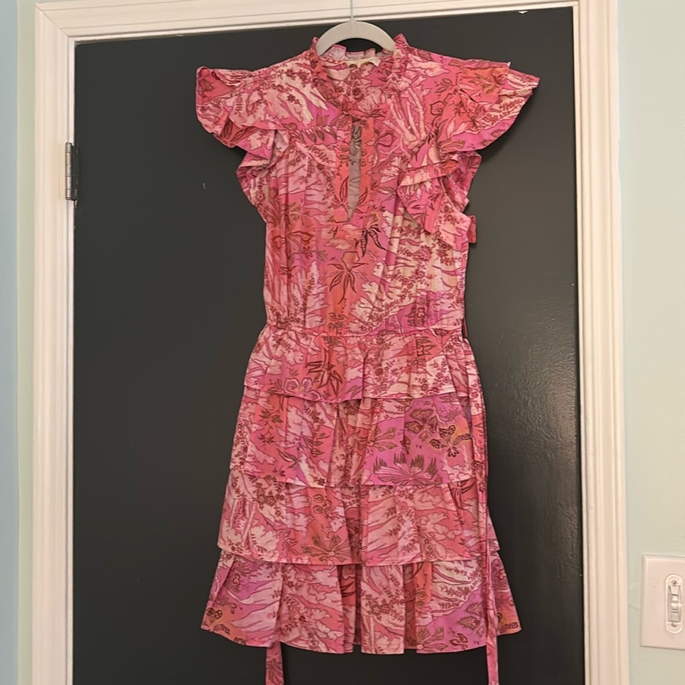 Ulla Johnson Pink Floral Tiered mini dress